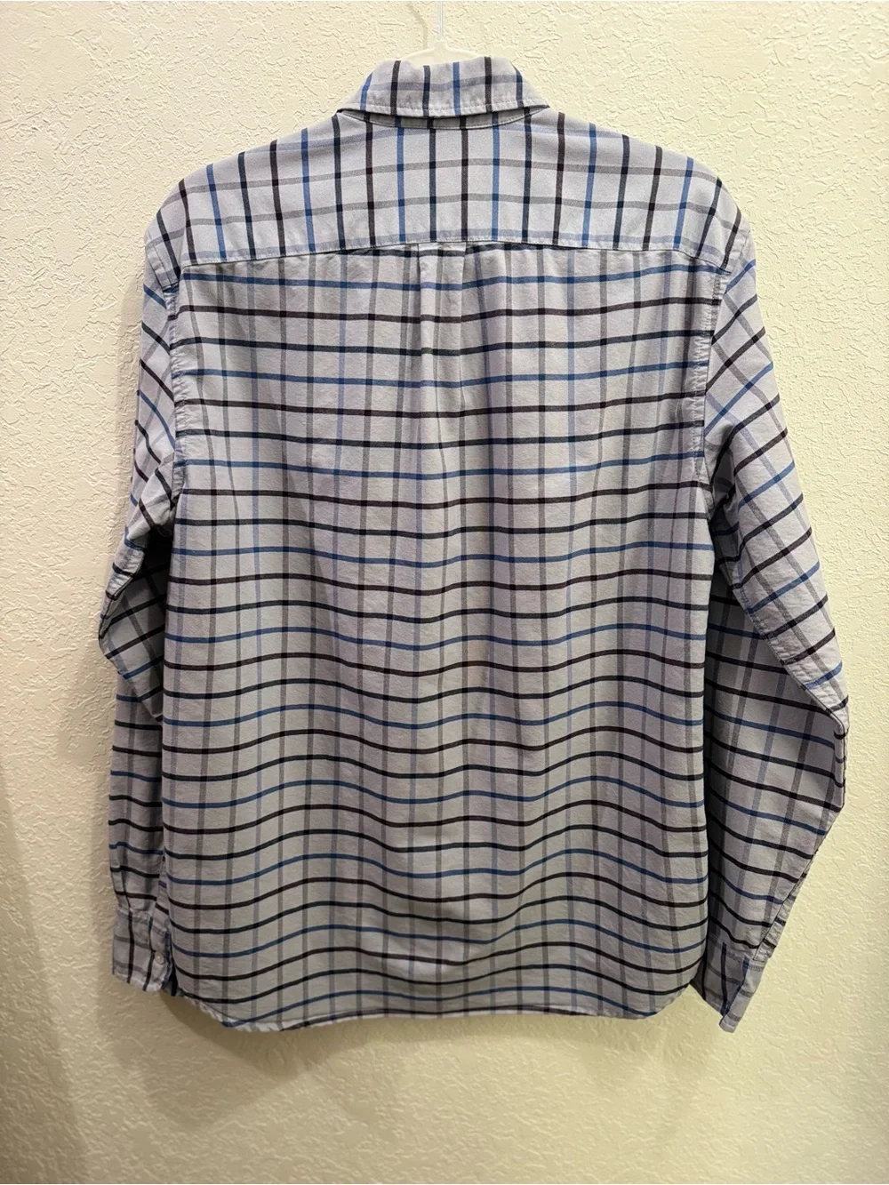J Crew Classic Oxford Shirt -Mens Small Slim -Blue Gray Plaid Flex Button Down